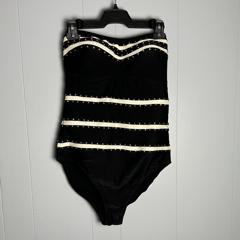 Jessica Simpson Black and White Studded Swimsuit